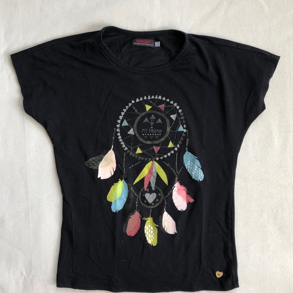 Catimini Girls’ Black Short-Sleeved T-Shirt